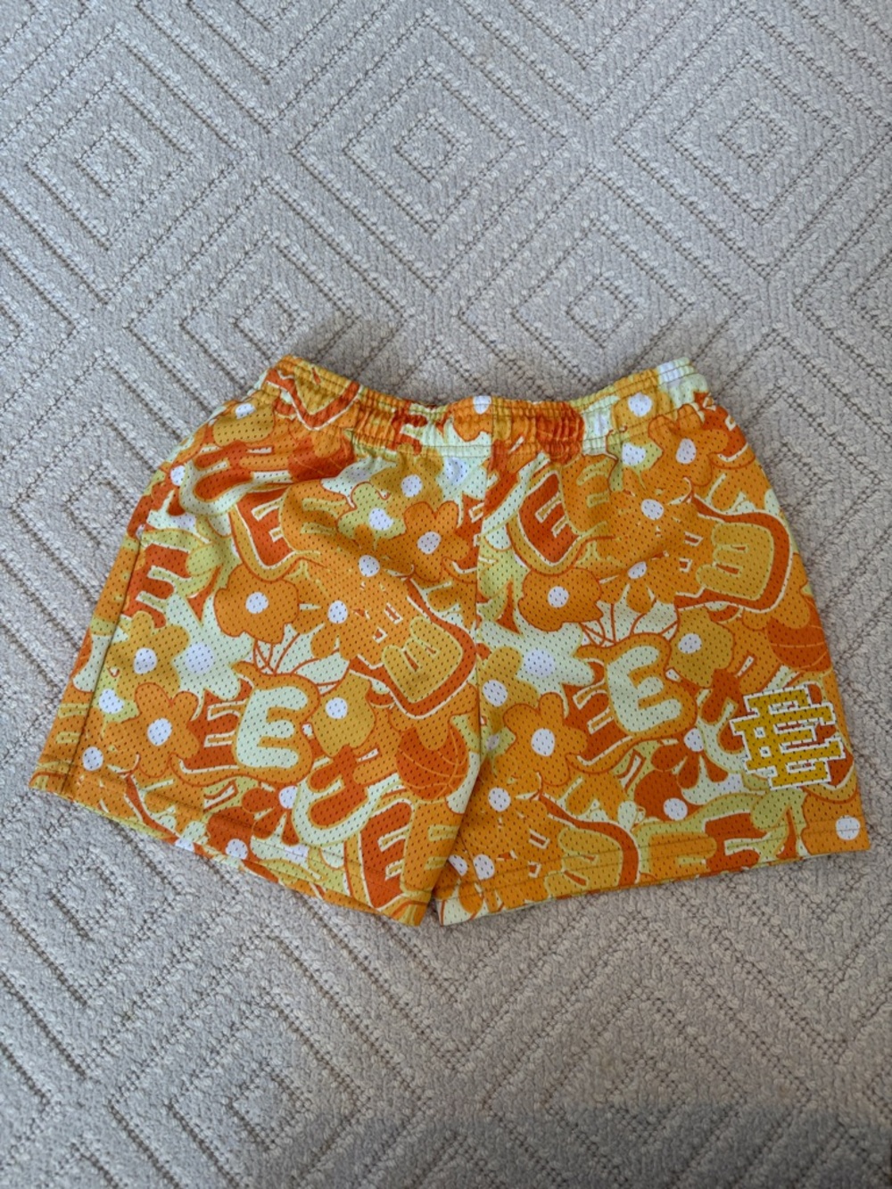 Eric Emanuel Orange Floral-Print Kids Shorts